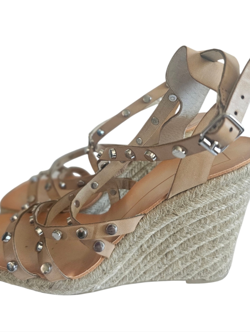 Dolce Vita Beige Studded Wedge Sandals Size 8 Pre-owned - Picture 2 of 4